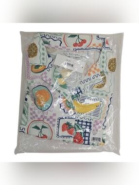 PJ Salvage Pajama Set Fruit Short Sleeve Button-Up Top & Shorts Multicolor🍍🍌🍒